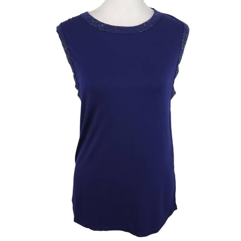 Michael Lauren Blue Knit Tank with Shimmer Accents NWT Size Medium Indigo Top